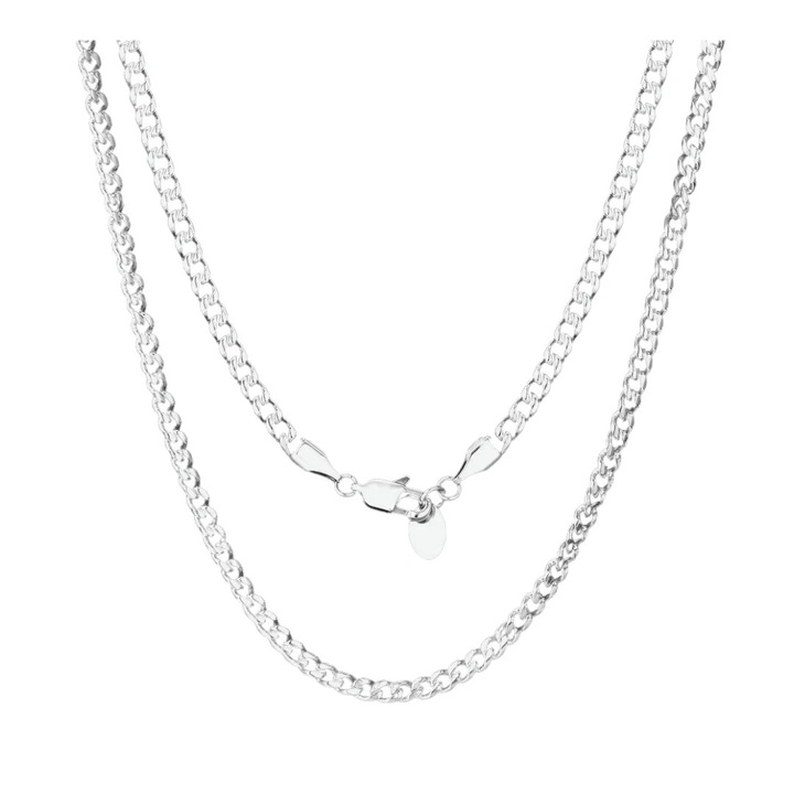 Lant Cuban Otel, Una Vida, pentru barbati, Argintiu, 4 mm