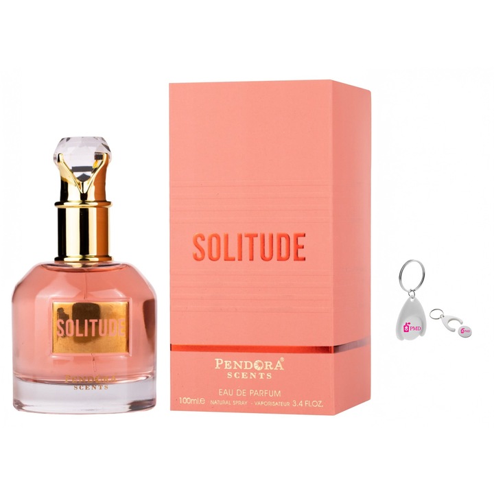 Set Apa de Parfum Solitude, Pendora Scents, Női, 100ml személyre szabott "PMD" kulcstartóval