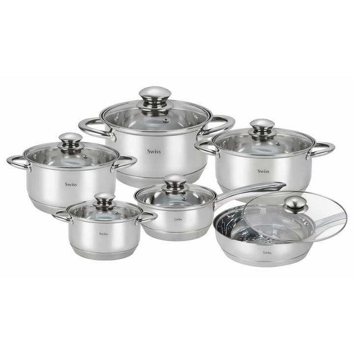 Swiss Zurich 12 részes Extra Jumbo rozsdamentes acél edénykészlet