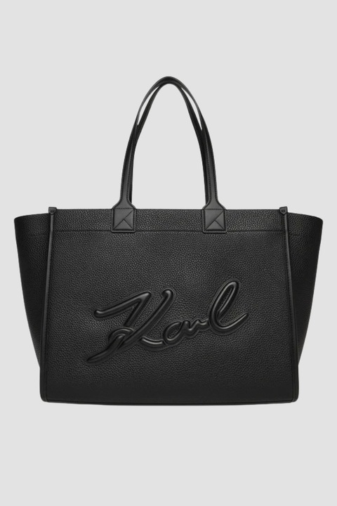 Geanta de dama Karl Lagerfeld Skuare Tote, neagra, design minimalist, logo proeminent