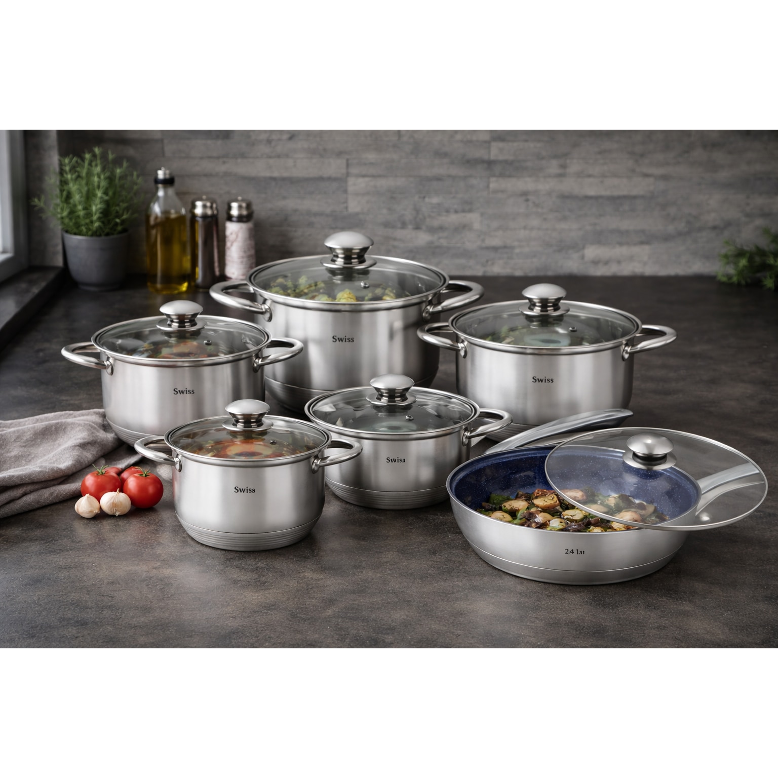 Set oale inox Swiss Zurich 12 piese Extra Jumbo - eMAG.ro
