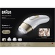 Епилатор IPL Braun Silk-expert PRO 5 Pl5412 автоматичен & непрекъснат сензор Skin pro 2.0, 400.000 импулса, 10 нива на интензивност, 125 импулса в минута, 4 приставки за епилация, Калъф за пътуване, Самобръсначка Venus, Бял/Златист