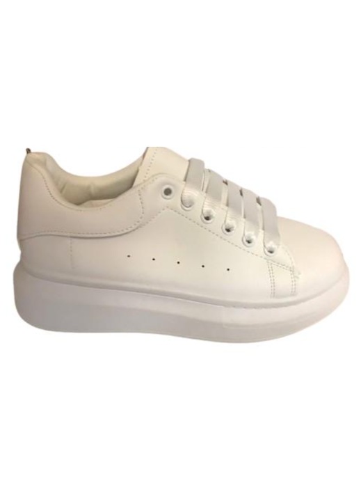 Pantofi casual femei, Alb, piele ecologica, Alb