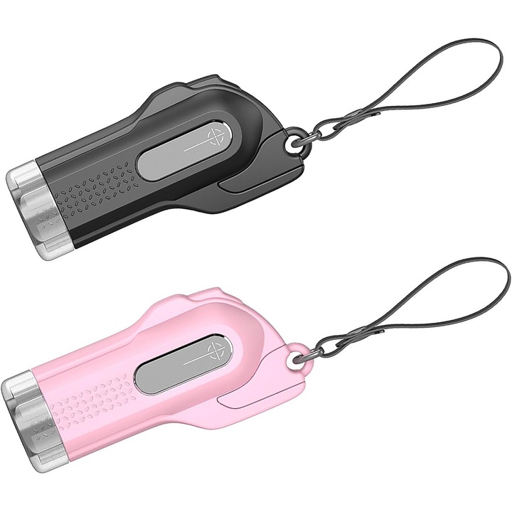 Set 2 in 1: Ciocan de spargere a geamurilor auto si taietor de centura, chei de siguranta de urgenta pentru masina, instrumente de supravietuire pentru evacuare in situatii de urgenta, utilizare pe uscat si in apa, culori roz si negru