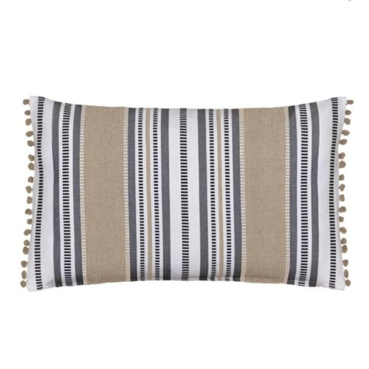Perna decorative, alb cu dungi bej/gri, 60x40cm