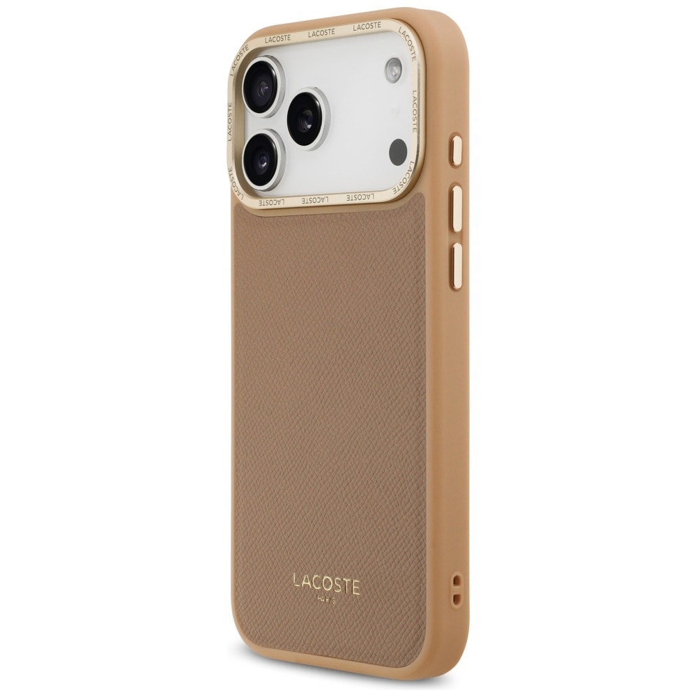 Carcasa Lacoste Champs Elysees Gold Logo cu MagSafe compatibila cu iPhone 17 Pro Max, Roz