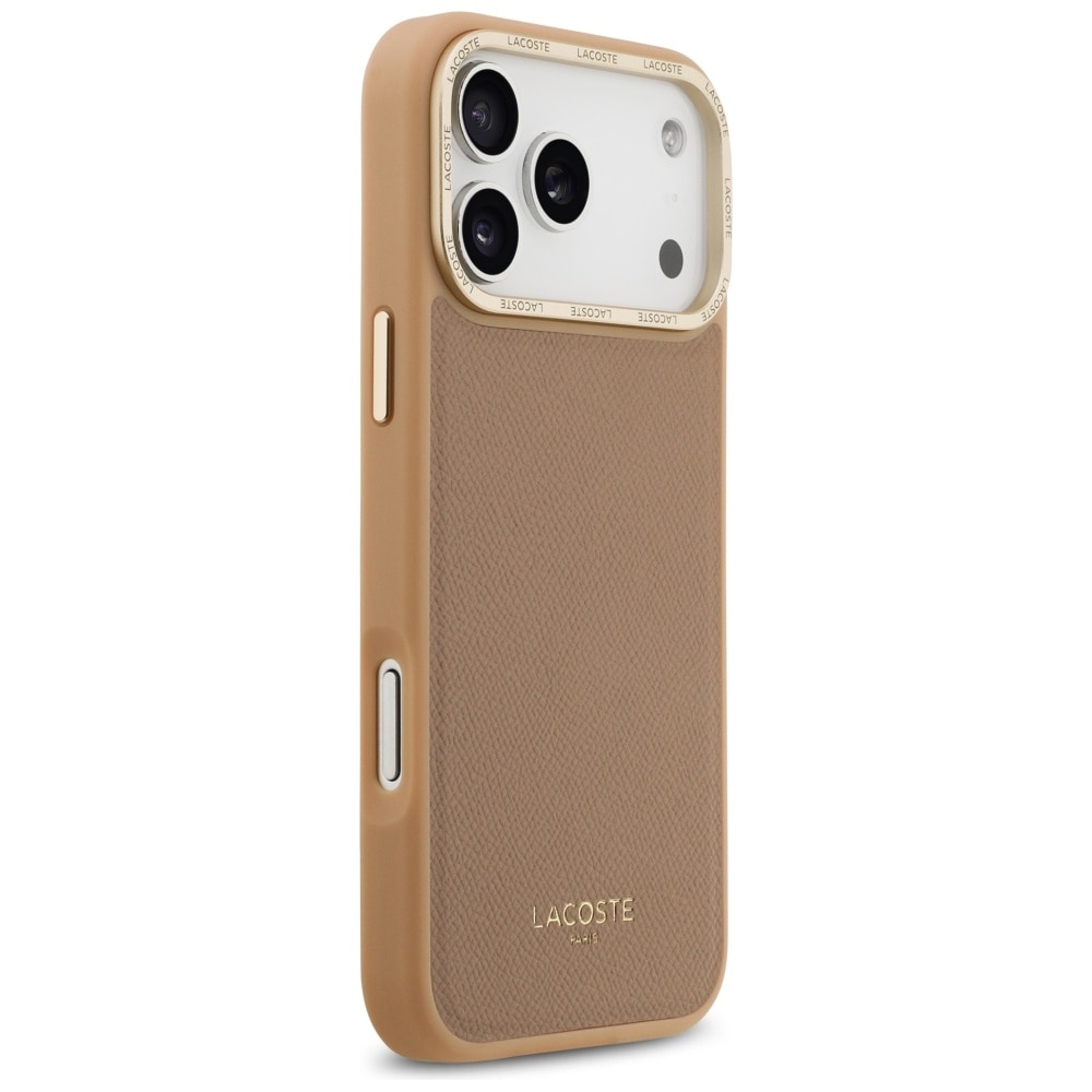 Carcasa Lacoste Champs Elysees Gold Logo cu MagSafe compatibila cu iPhone 17 Pro Max, Roz