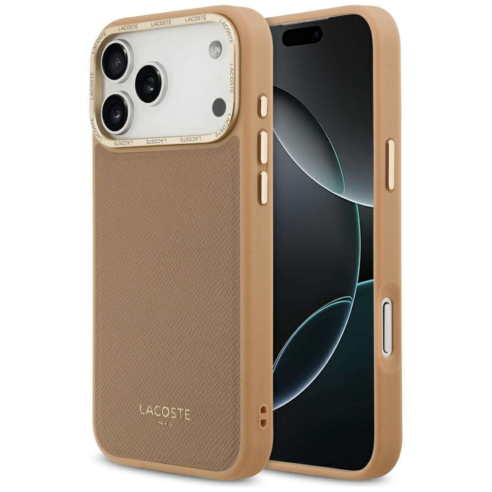 Carcasa Lacoste Champs Elysees Gold Logo cu MagSafe compatibila cu iPhone 17 Pro Max, Roz