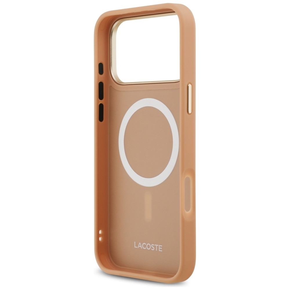 Carcasa Lacoste Champs Elysees Gold Logo cu MagSafe compatibila cu iPhone 17 Pro Max, Roz
