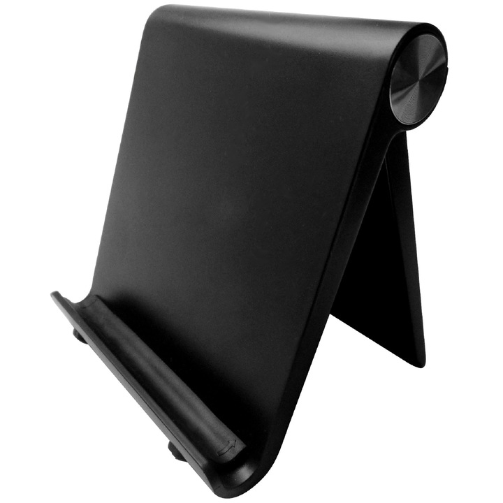 Suport pliabil de birou ajustabil, negru, pentru telefoane și tablete 4 - 7.9", dimensiuni 96x86mm