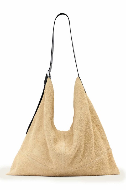 AllSaints, Geanta hobo de piele intoarsa, Maro camel