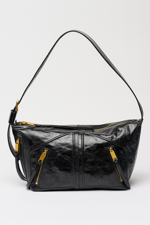 AllSaints, Jean Rey bőrtáska állítható vállpánttal, Fekete