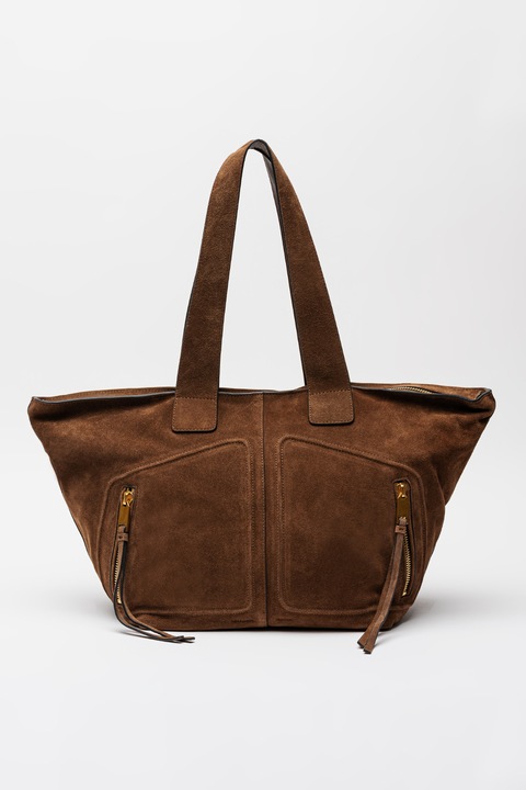 AllSaints, Jean Rey shopper fazonú nyersbőr táska, Fangóbarna