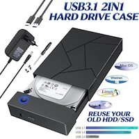 Carcasa hard disk 3.5 inch Fain Mioritic®, carcasa interna SATA HDD USB 3.1 cu adaptor de alimentare CC 12V 2.5A pentru cititor HDD intern de 3.5 inch, pana la 20TB, suport UASP