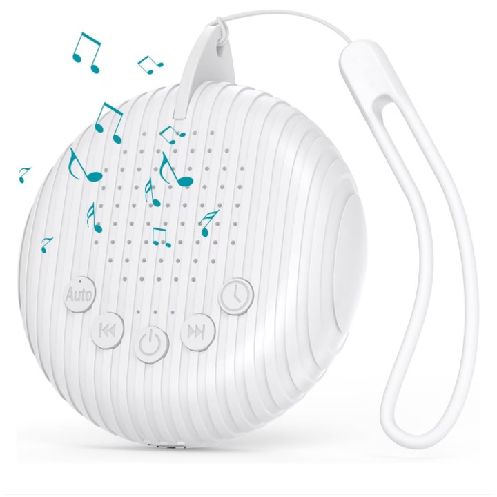 Dispozitiv generare Sunete Albe, 10 melodii perfecte pentru copii si adulti, portabil, timer, Autonomie 24h, Reincarcabil, White Noise, Alb