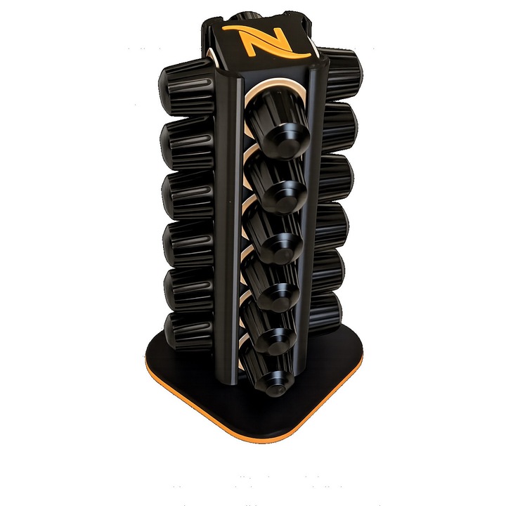 Suport 24 capsule de cafea, compatibil cu Nespresso, Illy, Negru