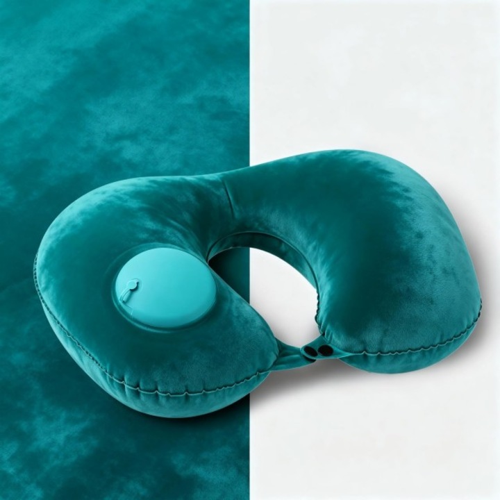 Perna de calatorie gonflabila, perna de gat gonflabila reglabila, perna gonflabila portabila rapida in forma de U cu masca, pentru avioane, calatorii, suport lombar