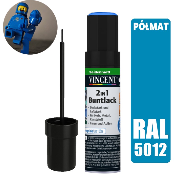 Lakk ecsettel 12ml, RAL 5012, világoskék, matt felület, karcolások javítására