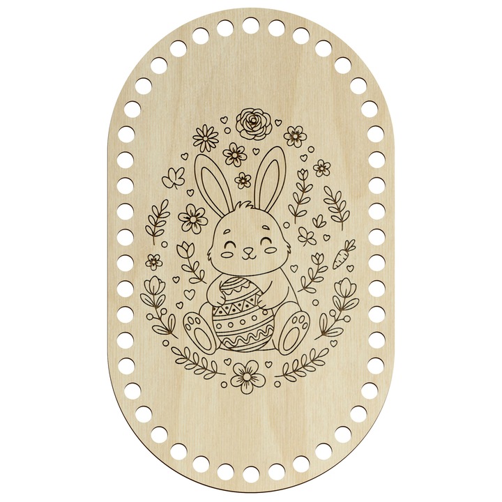 Baza ovala pentru decoratiuni de Paste, SMX, 16x27 cm, 3mm grosime, cu gauri pentru crosetat