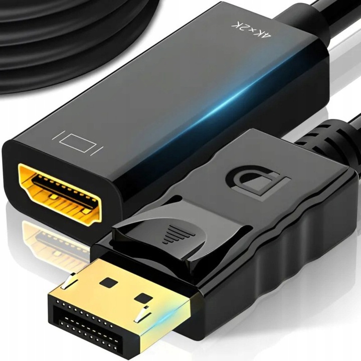 Адаптер DisplayPort към HDMI NTN, 4K/60Hz, черен, 24,5 см, комплект с ръководство за употреба