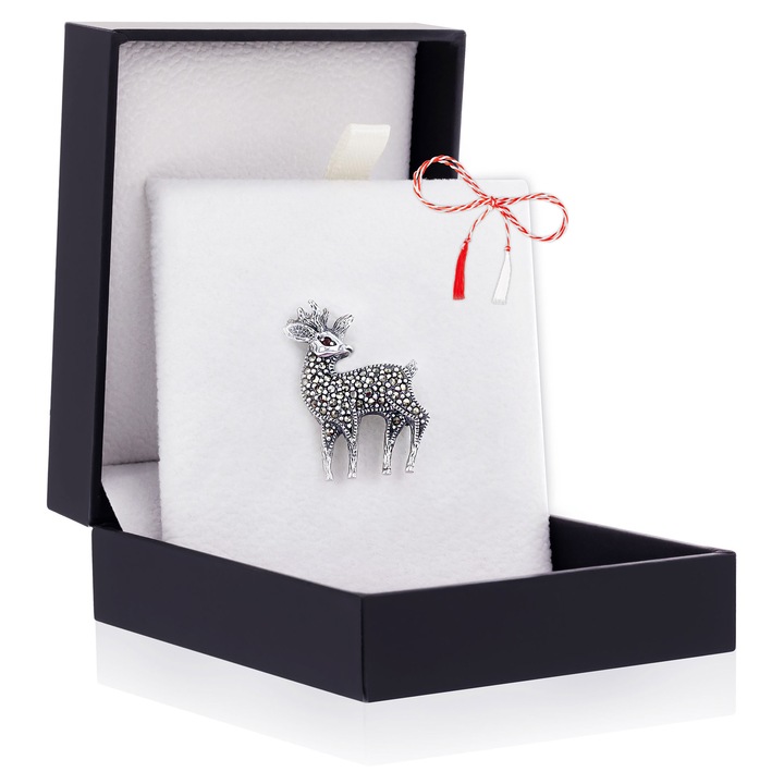 Brosa Argint 925 Model Caprioara – Marcasite