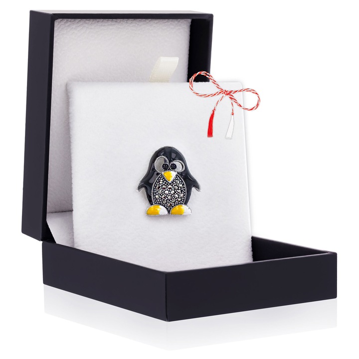 Brosa Argint 925 Pinguin – Marcasite