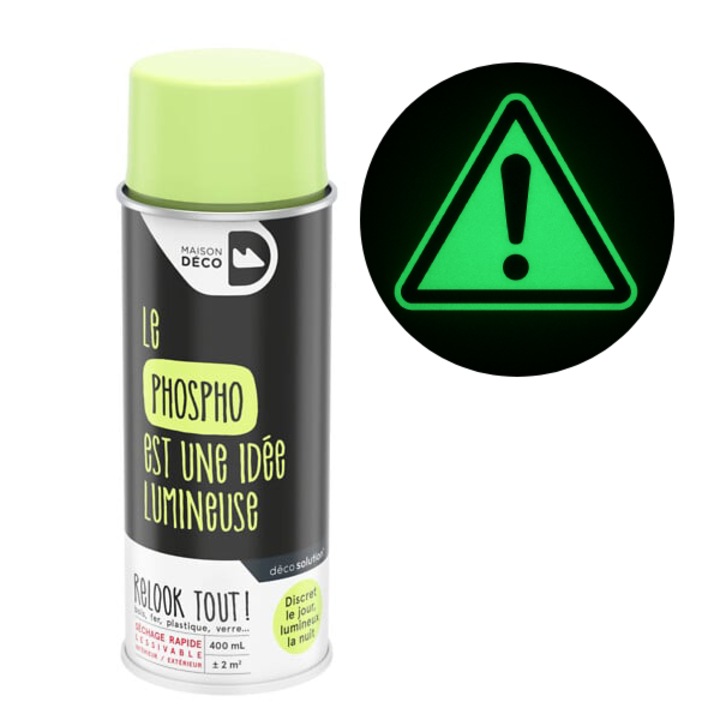 Maison Deco Phospho spray festék 400ml, fluoreszkáló hatás, gyorsan száradó, fémre, műanyagra, fára, üvegre, kartonra