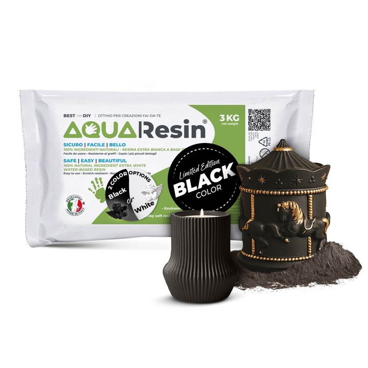Adeziv universal AquaResin, rasină minerală gips alfa negru, finisaj satinat, 3 kg