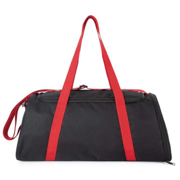 Спортна чанта от полиестер с отделение за обувки, Kimood KI0658, Черно/Червено, Универсален