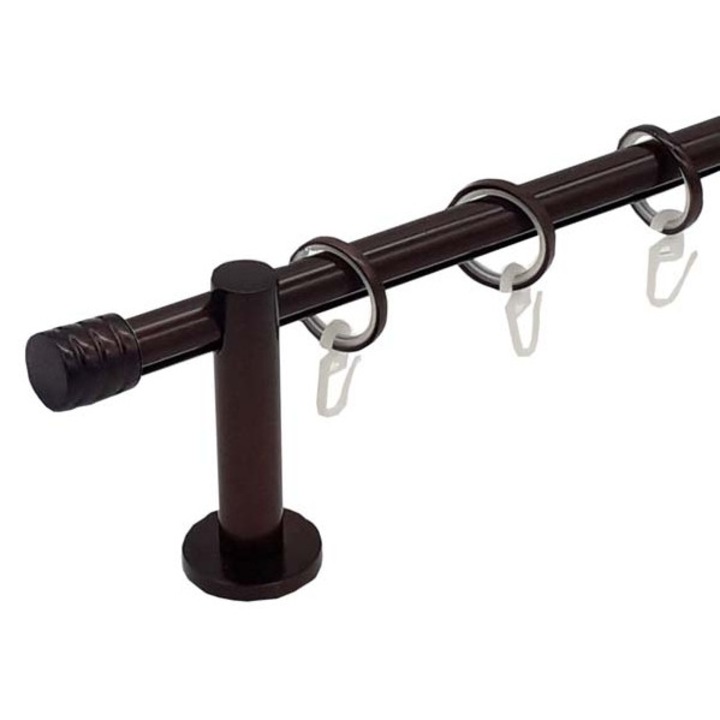 Galerie metal 16 mm GRECIA simpla, ciocolata, 160 cm, capete THESSALONIKI