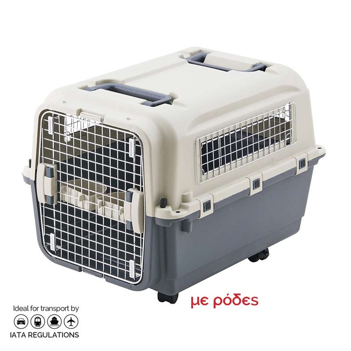 Geanta de transport animale Glee Icarus Grey, cu roti, 99.5x67x81.5cm