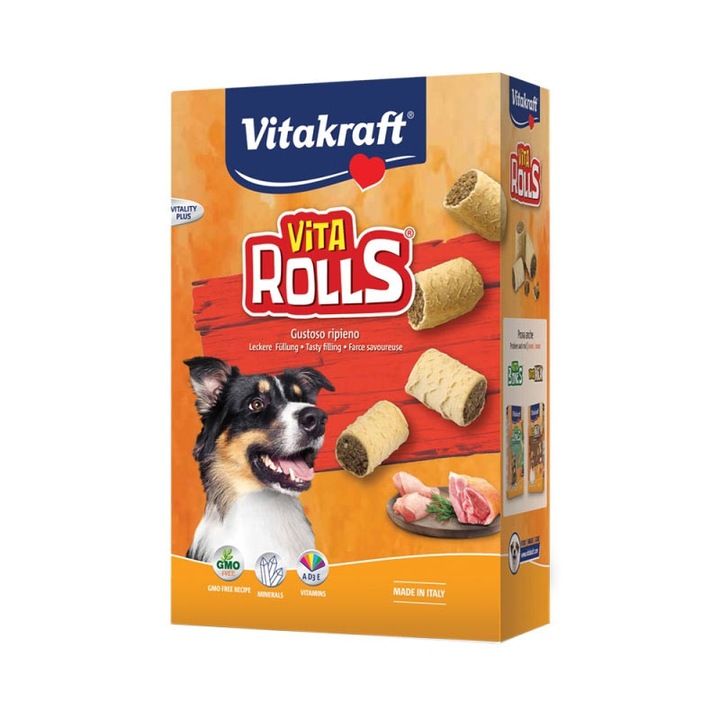Biscuiti Vitakraft Vita Rolls pentru caini, cu pui, 400gr