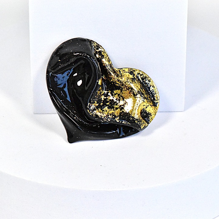 Brosa NARRU din lut polimeric si rasina epoxidica, model abstract, multicolor, lucrata manual