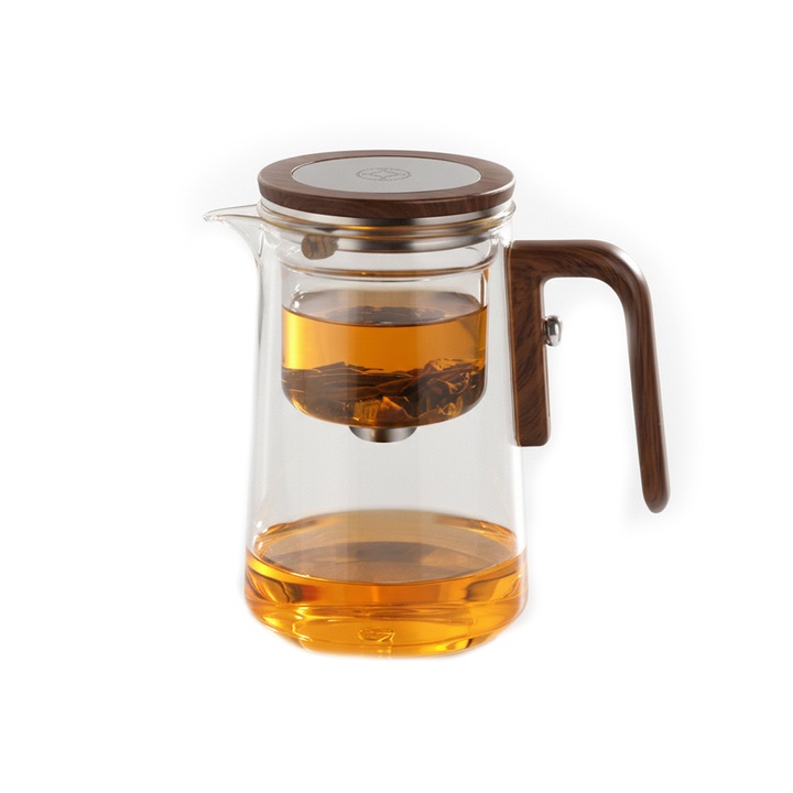 Ceainic cu sistem de infuzie NEXTLY, control al intensitatii, bila magnetica si sistem de etansare, filtru inox, sticla, 600ml, 14.7x8.5cm, transparent-maro