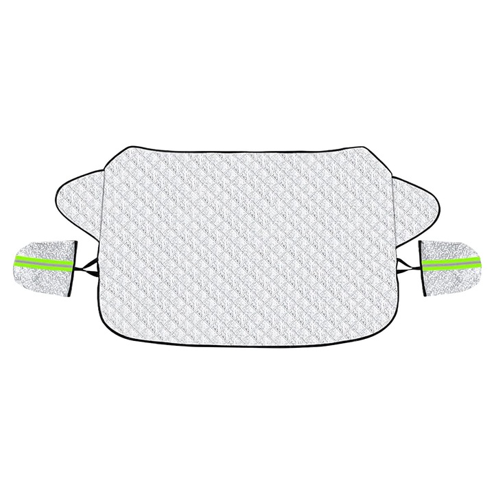 Parasolar Parbriz, 4 Straturi Anti-Gheata si UV, 5 Magneti Puternici, Banda Reflectanta, Protectie Anti-Cheltuieli si Anti-Zgomot, Dimensiuni 236x152x126 cm, Argintiu, Usor de Pliat si Transportabil