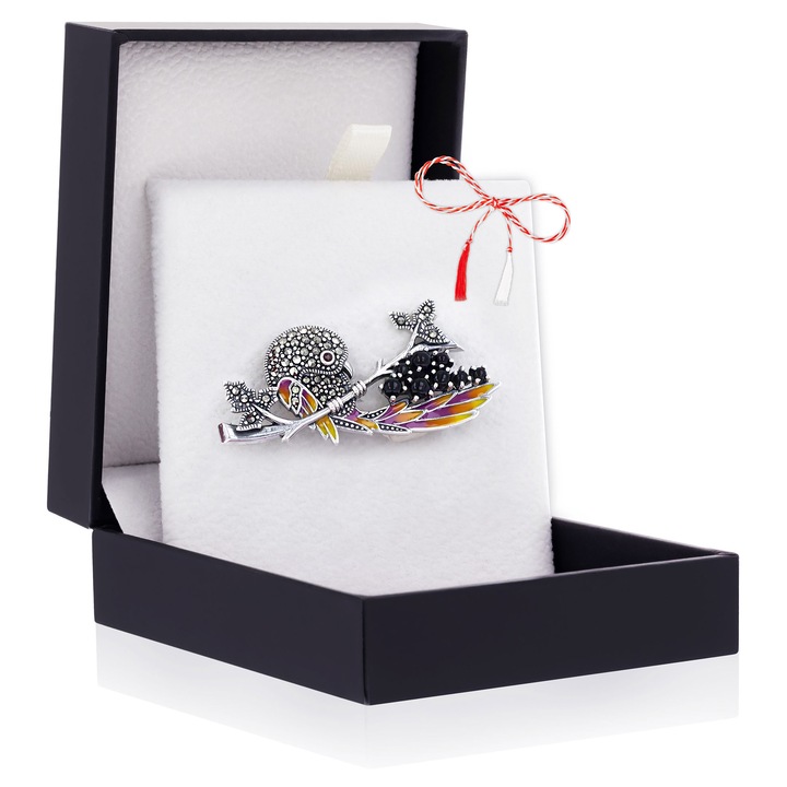 Brosa Argint 925 Pasare pe Ramurica – Marcasite