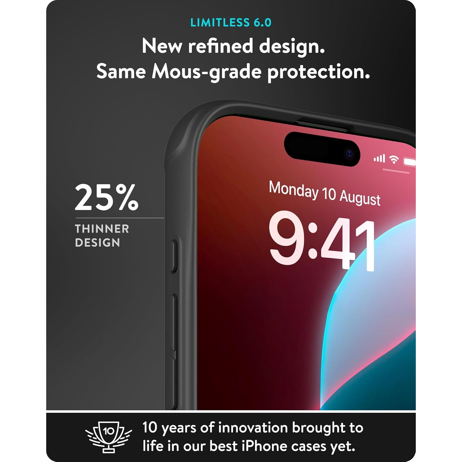 Husa Mous Limitless 6.0 pentru iPhone 16 Pro Max, Protectie Extrema AiroShock, Compatibila MagSafe, Slim Premium, Design Lemn Maro Inchis