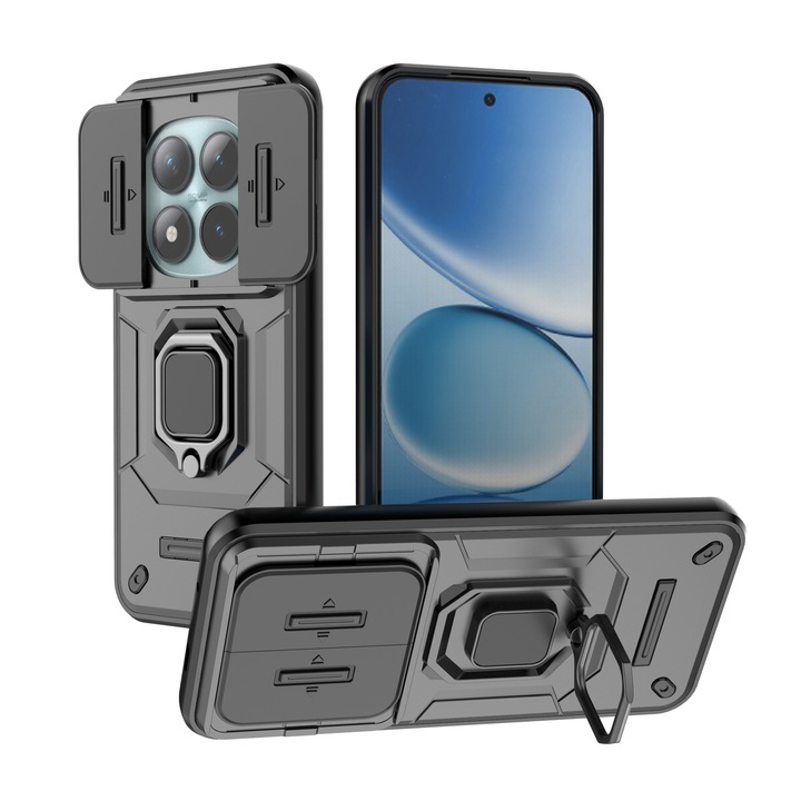 Husa de telefon mobil Armura rezistenta la socuri compatibila cu Xiaomi Redmi Note 15 Pro+ 5G/POCO M8 Pro 5G, cu protectie a camerei, Negru