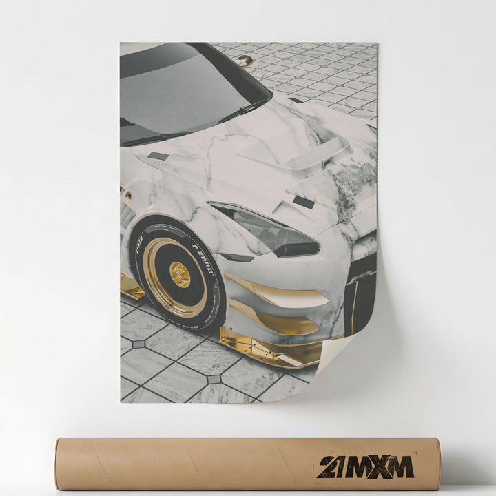Постер Auto Premium - GT-R GT3 01 – Минималистичен дизайн, A3 (29.7 x 42 cm), Без рамка