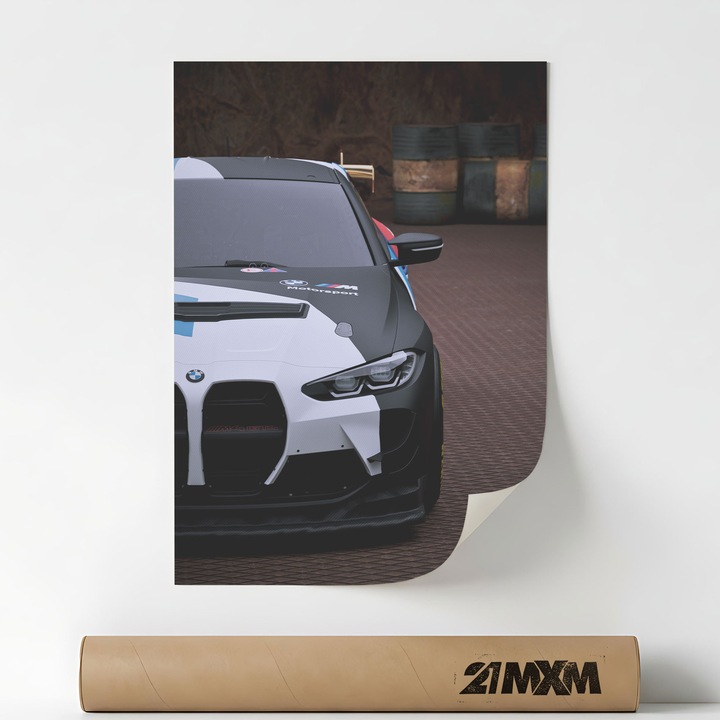 Плакат Auto Premium - M4 GT3 05 – Минималистичен дизайн, A3 (29.7 x 42 cm), Без рамка