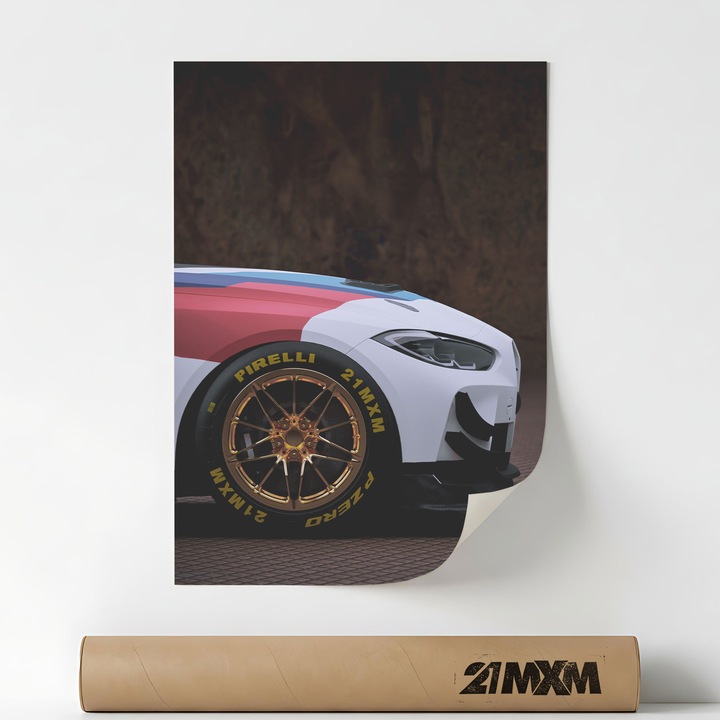 Постер Auto Premium - M4 GT3 07 – Минималистичен дизайн, A4 (21 x 29.7 cm), Без рамка