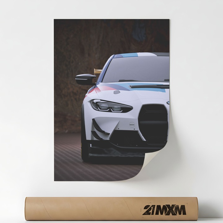 Плакат Auto Premium - M4 GT3 09 – Минималистичен дизайн, A4 (21 x 29.7 cm), Без рамка