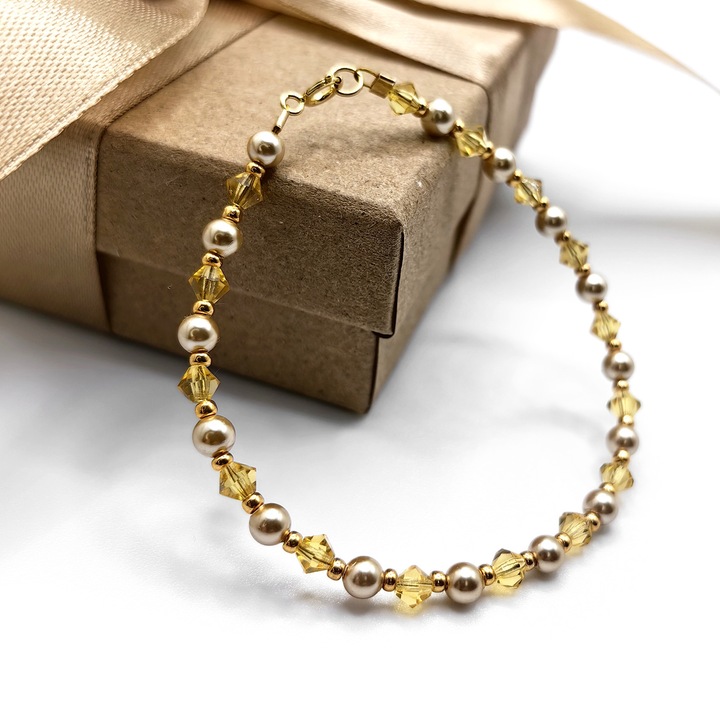 Bratara aurie si inchizatoare din Argint 925 Gentle Glow CZM-509, Auriu, 17 CM