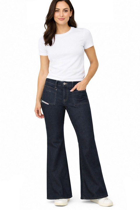 Blugi de damă Diesel D-EBBEY 6001670 16121-50, Flare, Talie medie, Bumbac, W26, Albastru închis