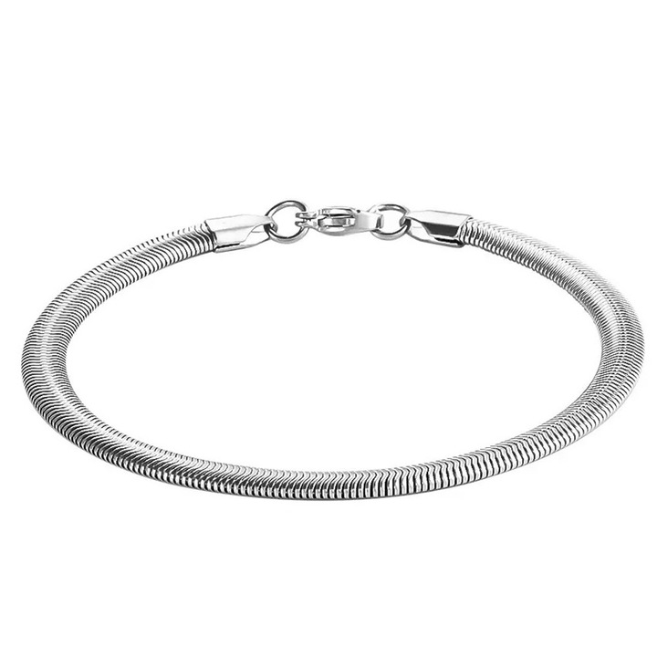 Сребърна гривна S925, гъвкава гривна тип змия, минималистичен стил, за ежедневно носене, идеален подарък за специални поводи