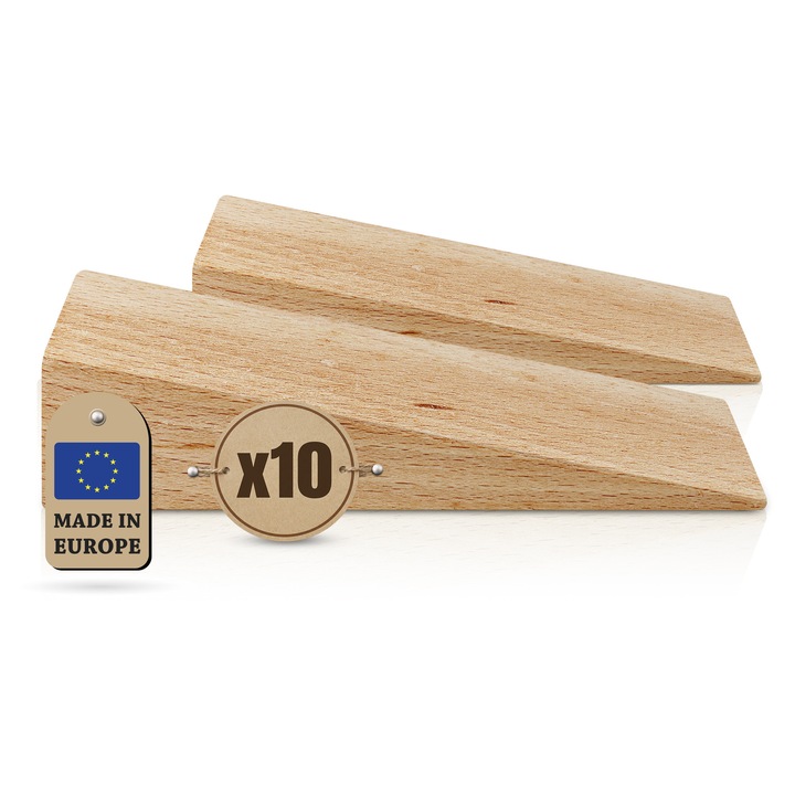 Set 10 Pene de lemn - Pene distantiere din lemn pentru montaj, Tolux, 125x45x30 mm