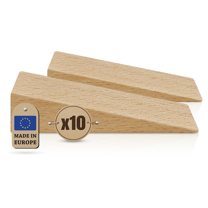 Set 10 Pene de lemn - Pene distantiere din lemn pentru montaj, Tolux, 90x30x25 mm