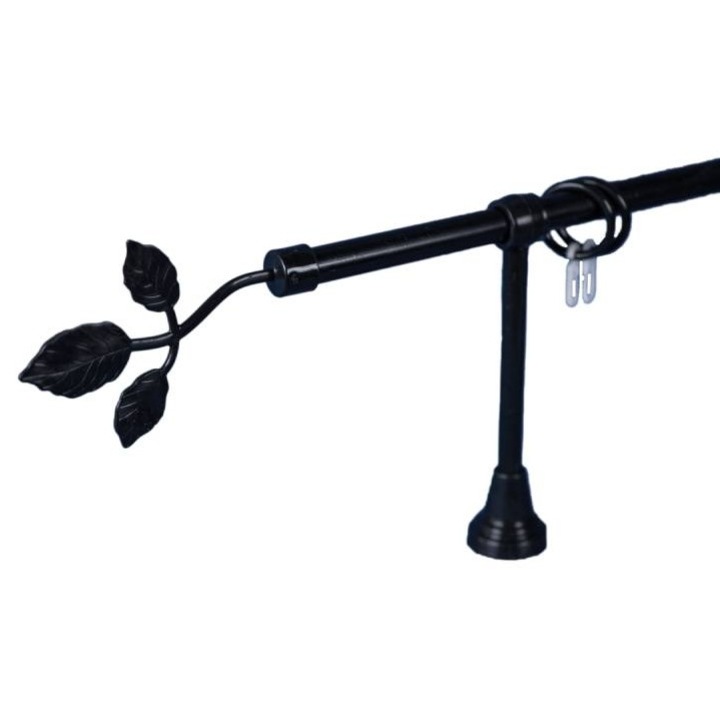 Galerie plastic 16 mm PORTO simpla, negru, 120 cm, capete NOKIA