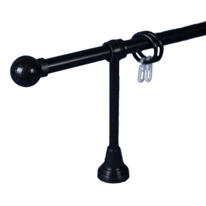 Galerie plastic 16 mm PORTO simpla, negru, 120 cm, capete APPLE