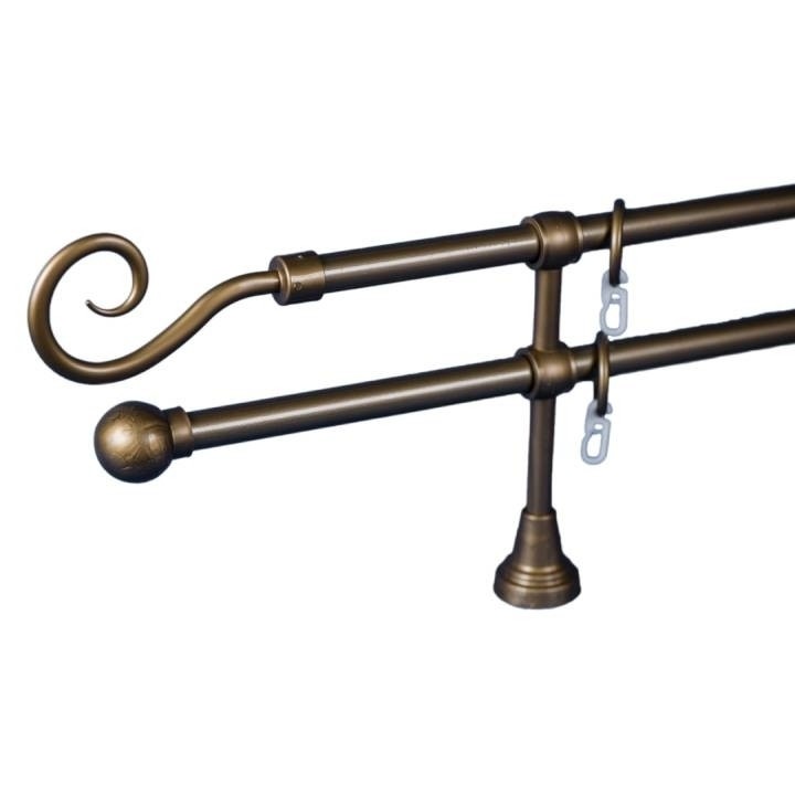 Galerie plastic 16/16 mm PORTO dubla, auriu-antic, 240 cm, capete SONY